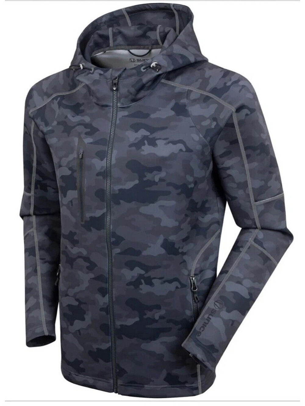 NEW Sunice Men Allendale 2.0 Hooded Full Zip Jacket Charcoal/Black Camo LARGE